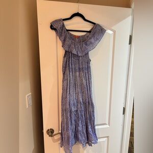 Oliphant Blue Block Print Midi Dress - Size L